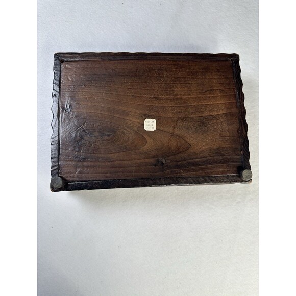 Vintage Carved Wood Box Hinged Lid Old World Map Folk Art Spain 7.75 W 1960’s - Picture 8 of 12